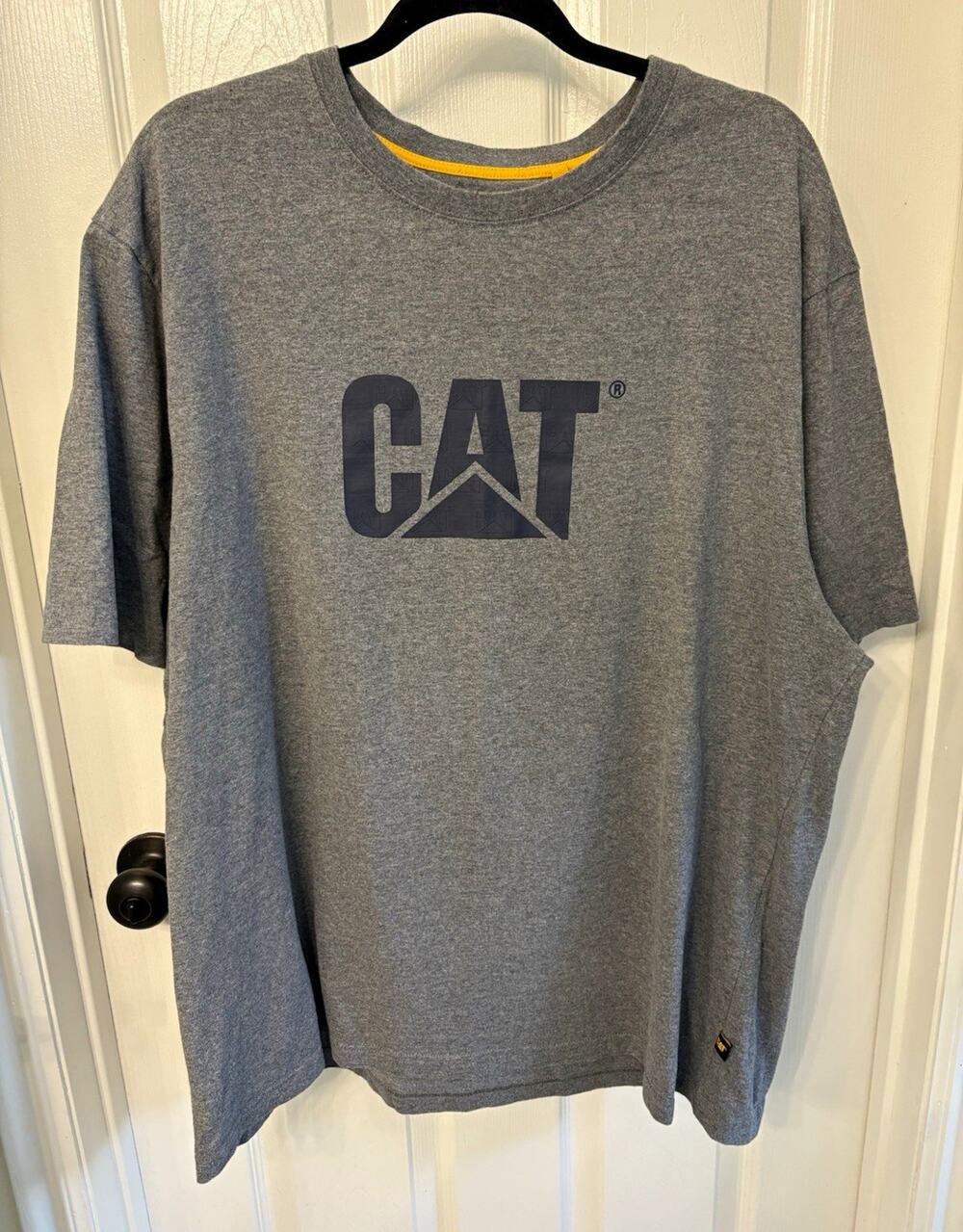 CAT Men's Gray Logo Graphic Crew Neck Short Sleeve Cotton Blend Tee 2XL